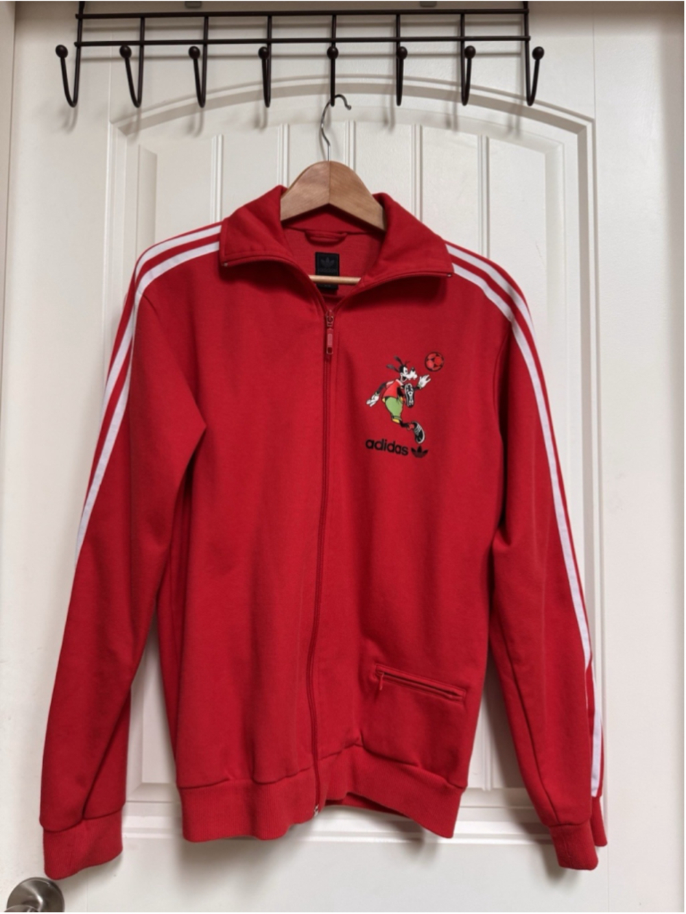 Vintage Unisex Adidas Originals Disney Goofy Red Track Jacket. Size M